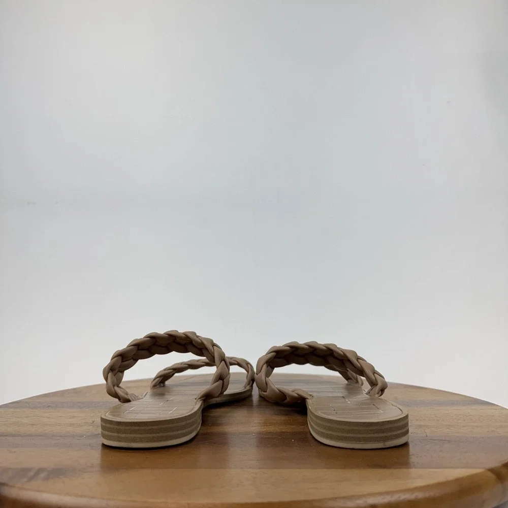 Womens Dolce Vita Beige‎ Faux Snakeskin Double Strap Braided Slides Size 9 M GUC